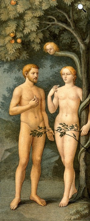 Masolino: Ádám és Éva megkísértése, a Brancacci-kápolna freskójának részlete, Santa Maria del Carmine, Firenze (Fotó: Wikiart)