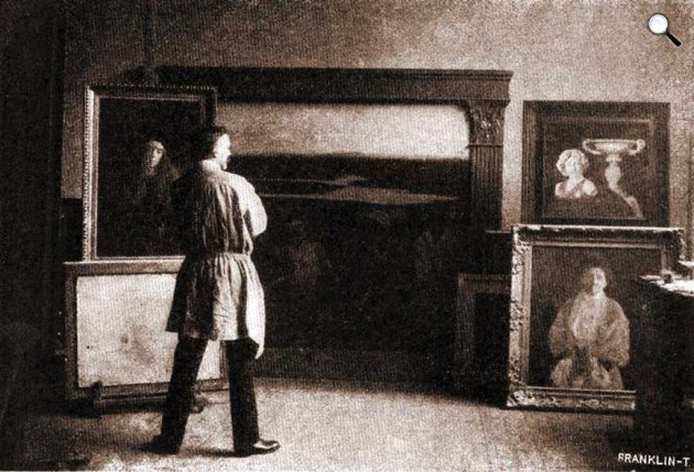 Ferenczy Károly (1862-1917) festőművész a műtermében, 1905 (Fotó: Ferenczy Múzeum / OSZK) )