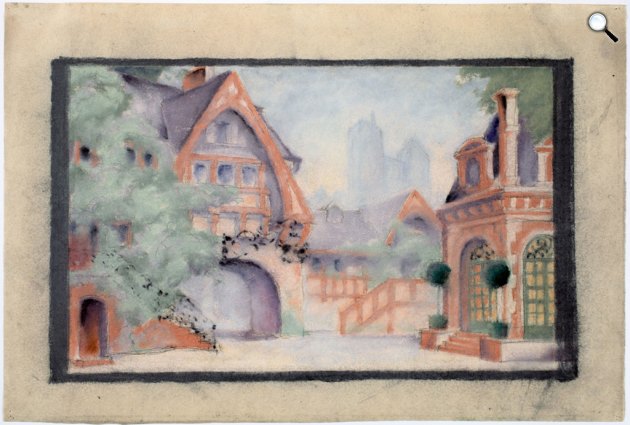 Oláh Gusztáv díszletterve Jules Massenet Manon c. operához, 1832 (Fotó: OSZK)