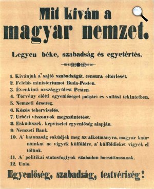 Tizenkét pont, 1848. márcisus 15. (Fotó: OSZK)