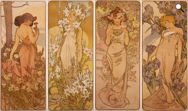 Alfons Mucha: Virágok, sorozat, 1898 (Fotó: muchafoundation.org)
