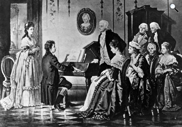 Ludwig van Beethoven (1770-1827) zeneszerző Razumovszky orosz nagykövetnek zongorázik (Fotó: Wikipédia)