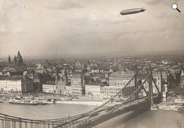 Graf Zeppelin léghajó Budapest felett, 1931 (Fotó: Budapest Anno - Blog)