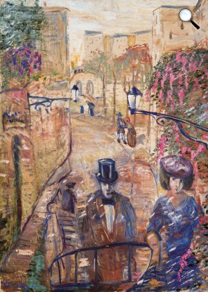 Gulácsy Lajos (1882-1932): Séta a régi olasz városban (olasz kisvárosi utca), 1908-1910 között (Fotó: Virág Judit Galéria)