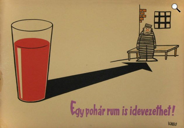 Kassowitz Félix (Kasso): Egy pohár rum - karikatúra (Fotó: kArton Galéria)