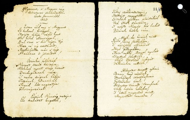 Kölcsey Ferenc: Hymnus, a Magyar nép zivataros századéiból - kézirat (Fotó: OSZK)