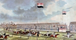 Johann Erdmann Gottlieb Prestel: A Széchenyi István javaslatára megvalósított első pesti lófuttatás, Budapest, 1827 (Fotó: Wikipédia)