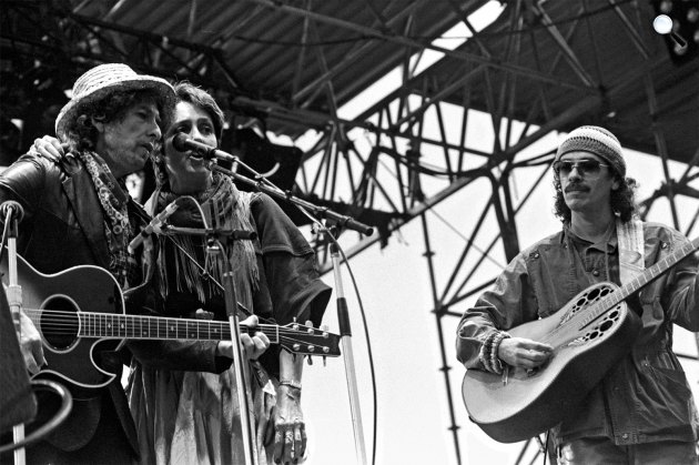 Bob Dylan, Joan Baez és Carlos Santana (Fotó: Wikipédia)