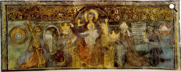 Szűz Mária megkoronázza Károly Róbertet. Falkép a szepeshelyi káptalani templomban (Fotó: Magyarország története)