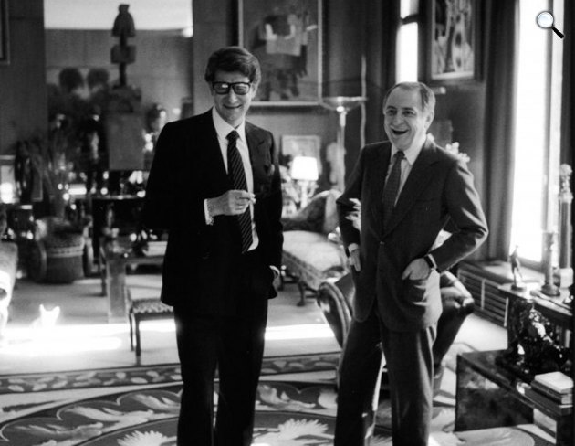 Yves Saint-Laurent és Pierre Cardin divattervezők, 1982 (Fotó: listal.com)