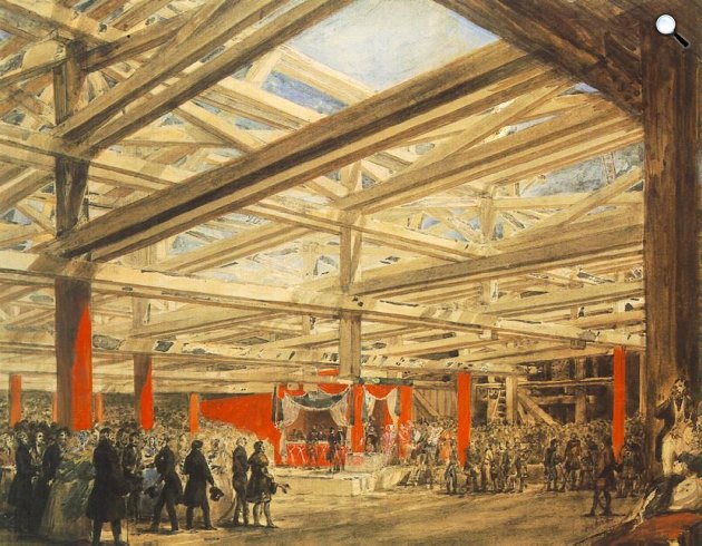 Barabás Miklós: A Lánchíd alapkőletétele, 1842 (Fotó: OSZK)