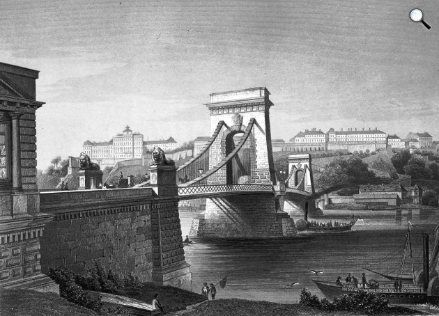 A felépült Lánchíd 1859-ben, Budapest (Fotó: Hunfalvy és Rohbock / OSZK)