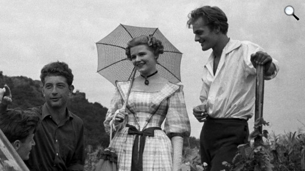 A Liliomfi forgatásán - Makk Károly (1925-2017), Krencsey Marianne (1931-2016) és Darvas Iván (1925-2007), 1954 (Fotó: filmkultura.hu)