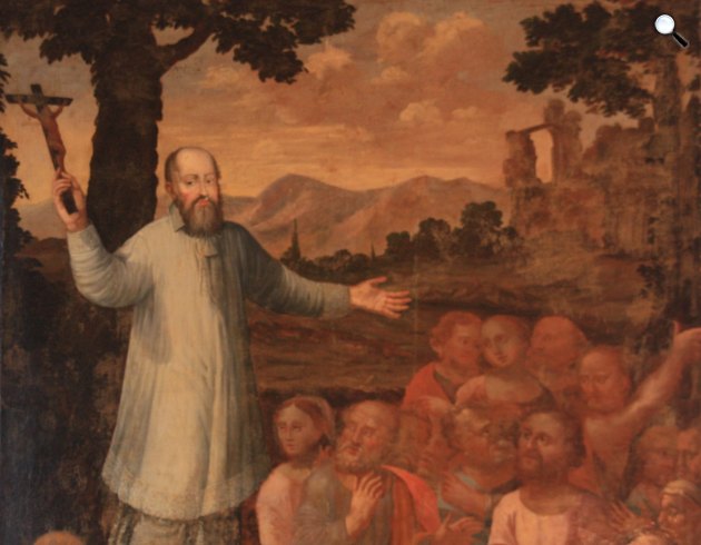 Szalézi Szent Ferenc (1567-1622)  püspök, teológus, író beszédet mond, Chablais (Fotó: Wikipédia)