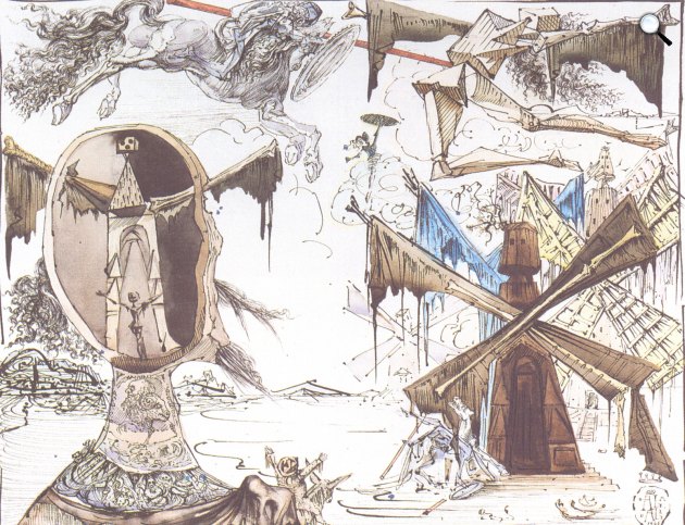 Salvador Dalí: Don Quijote megtámadja a szélmalmot (Fotó: Wikiart)