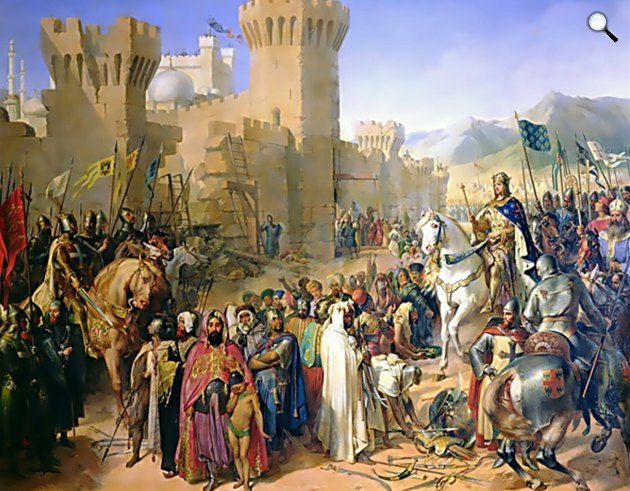 Akkon (Acre) ostroma 1191-ben I. (Oroszlánszívű) Richárd vezetésével (Fotó: Wikipédia)