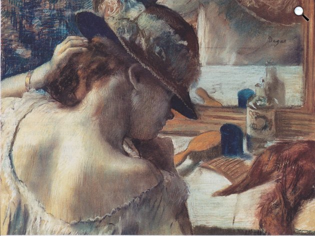 Edgar Degas: A tükör előtt, pasztell, 1899 (Fotó: Wikiart)