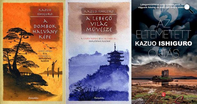 Kazuo Ishiguro Nobel-díjas író könyvei (Fotó: babelio.com / cultura.hu)