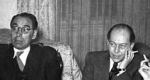 Szabó Lőrinc (1900-1957) és Örkény István (1912-1979) a köztársasági elnök szobájában, 1949 (Fotó: részlet, PIM) 