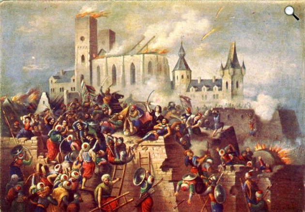 Vízkelety Béla: Eger ostroma 1552-ben, Franz Kollarž litográfiája alapján, 1890 (Fotó: Magyar Történeti Képcsarnok)