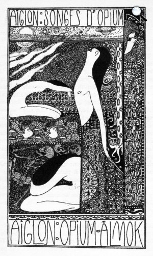 Csáth Géza - Sassy Attila (Aiglon): Ópium álmok, 1909, ex libris (Fotó: OSZK)