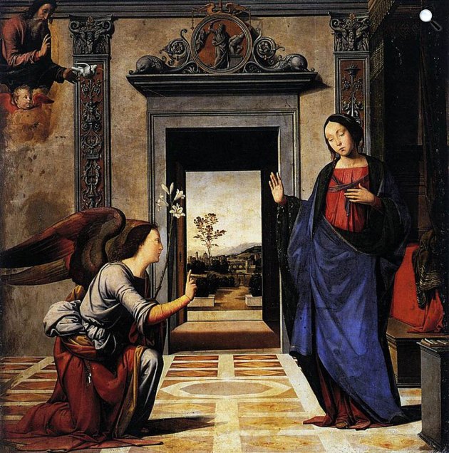 Fra Bartolomeo: Angyali üdvözlet, 1497, táblakép (Fotó: Wikiart)