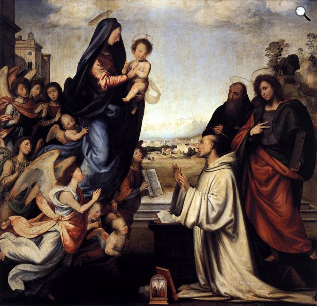 Fra Bartolomeo: Mária megjelenik Szent Bernát előtt, 1504, táblakép (Fotó: Wikiart)