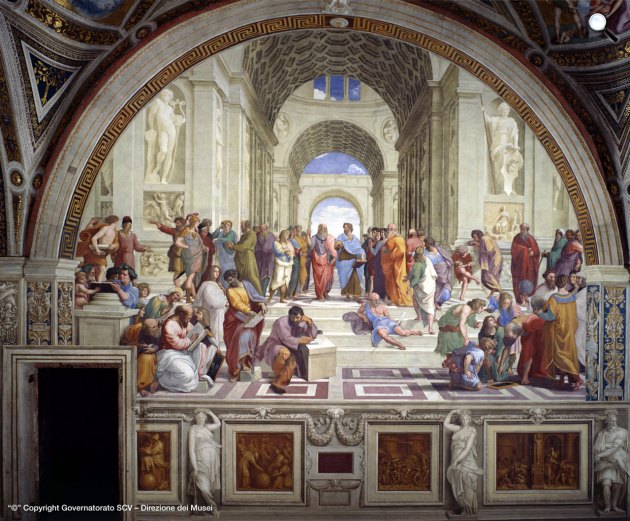 Raffaello Santi:  Az athéni iskola, 1510-1511, Róma, Vatikán (Fotó: Governatorato - Vatican City State)