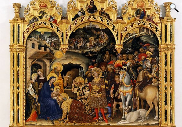 Gentile da Fabriano: Háromkirályok imádása, Uffizi képtár,  (Fotó: Wikiart)