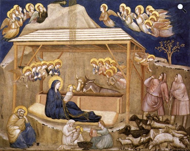 Giotto di Bondone: Jézus születése, Assisi Szent Ferenc-bazilika, Assisi, 1310 (Fotó: Wikiart)