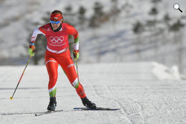 XXIII. téli olimpiai játékok, Szőcs Emőke sífutó edzése, Phjongcshang, Dél-Korea, 2018 (MTI Fotó: Czeglédi Zsolt)