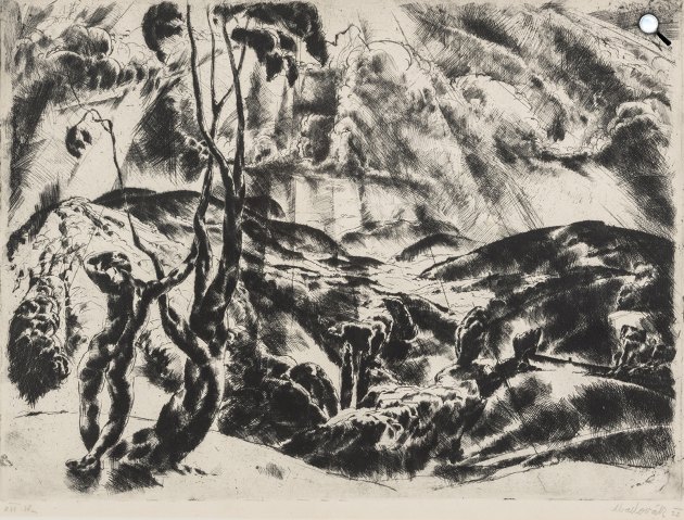 Aba-Novák Vilmos: Zugliget, 1922, rézkarc (Fotó: BÁV)