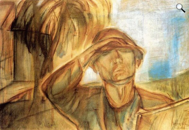 Egry József: Önarckép napsütésben, 1924 körül (Fotó: OSZK)