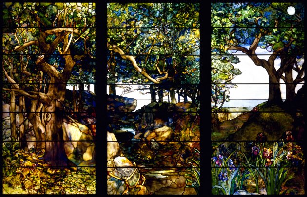 Louis Comfort Tiffany: Erdős táj három részletben, 1905 körül (Fotó: 100museums.com/Wikipédia)