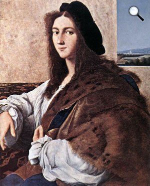Raffaello Santi: Fiatalember portréja, feltételezett önarckép, 1514 (Fotó: Wikiart, a 2. világháborúban eltűnt festmény)