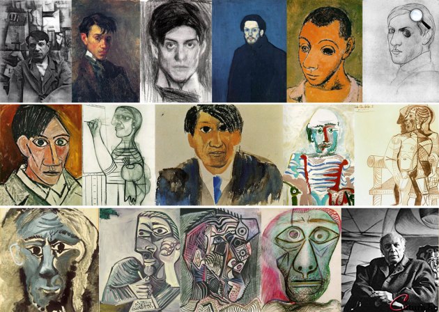 Pablo Picasso (1881-1973) festő, grafikus, szobrász önarcképei (Fotó: Wikiart, cultura.hu)