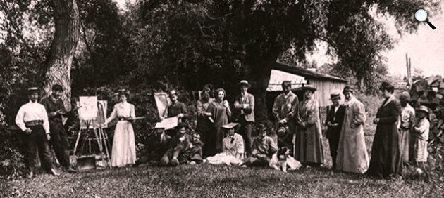 Hollósy Simon festőakadémiája Técsőn, 1910 körül (Fotó: A nagybányai művésztelep története/OSZK)