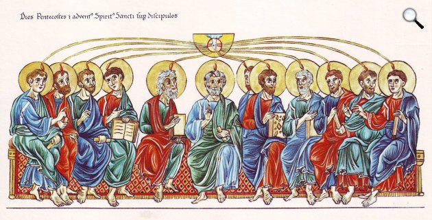 A Szentlélek eljövetelére várakozó apostolok, pünkösd, 1180 (Fotó: Pixabay)