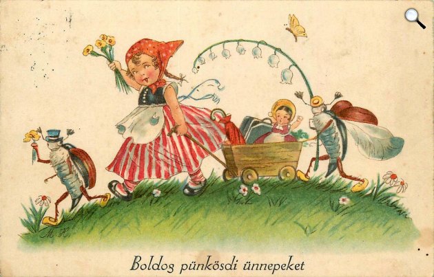 Pünkösdi szokások, képeslap (Fotó: Pinterest)