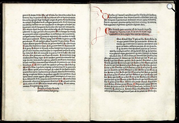 Chronica Hungarorum (Magyarok krónikája) - Budán az első magyar nyomtatott könyv (Fotó: OSZK) 