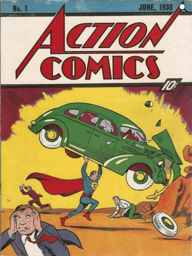 Superman - Action Comics #1 borítója, 1938. június (Fotó: comicbook.com)