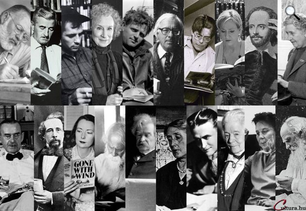 Híres nemzetközi írók olvasnak (Fotó: Babelio, Wikimédia, cultura.hu)