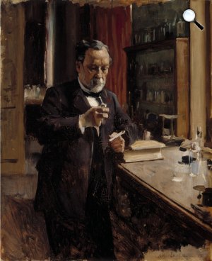 Albert Edelfert: Louis Pasteur (1822-1895) kémikus, bakteriológus a laborjában, 1885 (Fotó: Wikimédia)