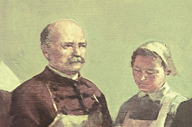 Túry Mária: Semmelweis, az anyák megmentője, 1953 (Fotó: pinteraukcioshaz.hu/A nagy kép a szegedi Egyetem (SOTE) tulajdona)