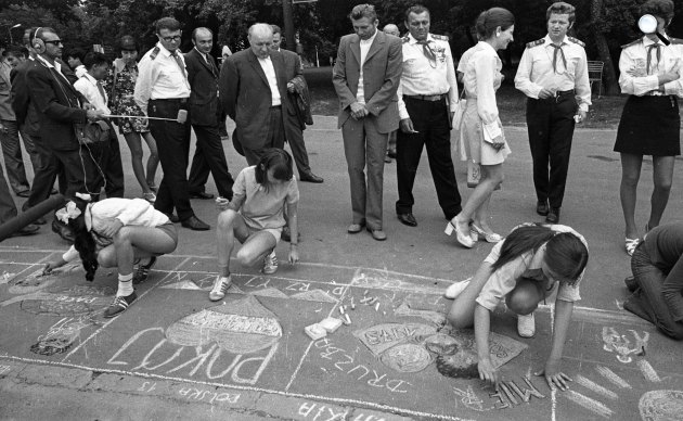 Csillebérc (Úttörőváros), a felvétel Kádár János látogatása alkalmával készült, 1973 (Fotó: Fortepan)
