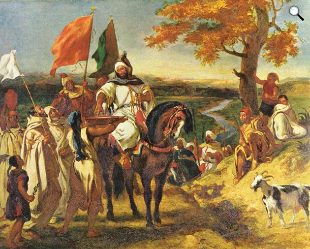 Eugéne Delacroix: A marokkói sejk meglátogatja a családját, 1837 körül (Fotó: Wikiart)