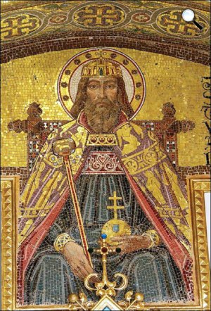 Róth Miksa mozaikja: Árpád-házi Szent István (Fotó: Róth Múzeum)