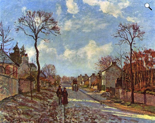 Camille Pissarro: A louveciennes-i út, 1872 (Fotó: Musee d'Orsey/Wikiart)