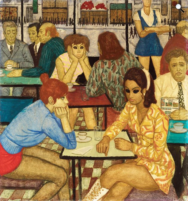 Czene Béla: Pesti presszóban, 1945 után (Fotó: Kieselbach Galéria)