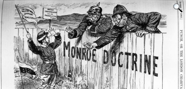 Monroe-doktrína közzététele, 1823. december 2., karikatúra (Fotó: Facebook)